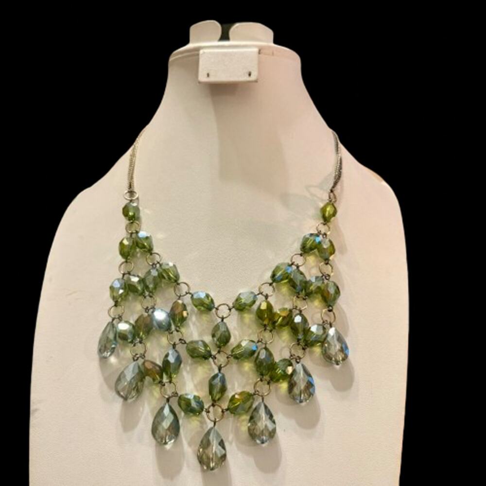 Simply Vera Green Faceted Beaded Crystal Statement Necklace